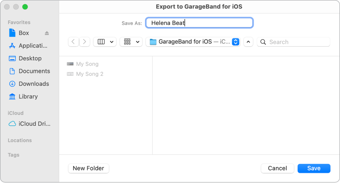 図。iOS用GarageBandへの読み込み。