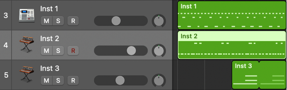 图。显示软件乐器轨道上软件乐器片段的轨道区域。