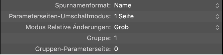 Abbildung. Abbildung der weiteren Parameter der Bedienoberflächengruppe.
