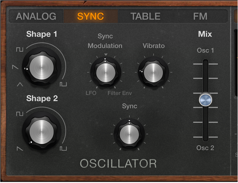 Abbildung. Parameter für Sync-Oszillator in Retro Synth
