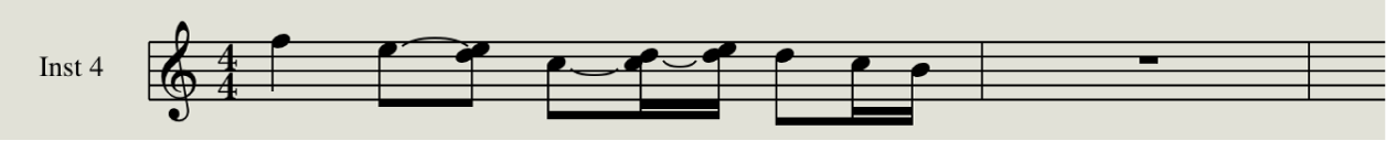 図。重なりの修正をオフにした場合とオンにした場合の音符オブジェクト。