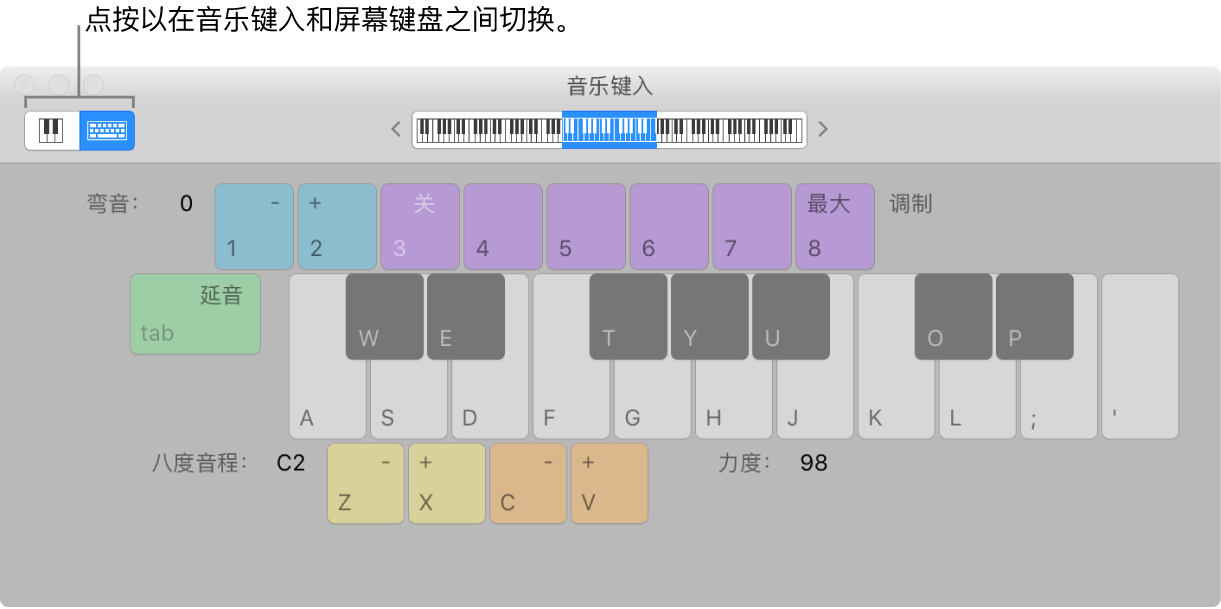 图。“音乐键入”窗口。