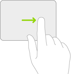 Een afbeelding met het gebaar op een trackpad om Slide Over te openen.