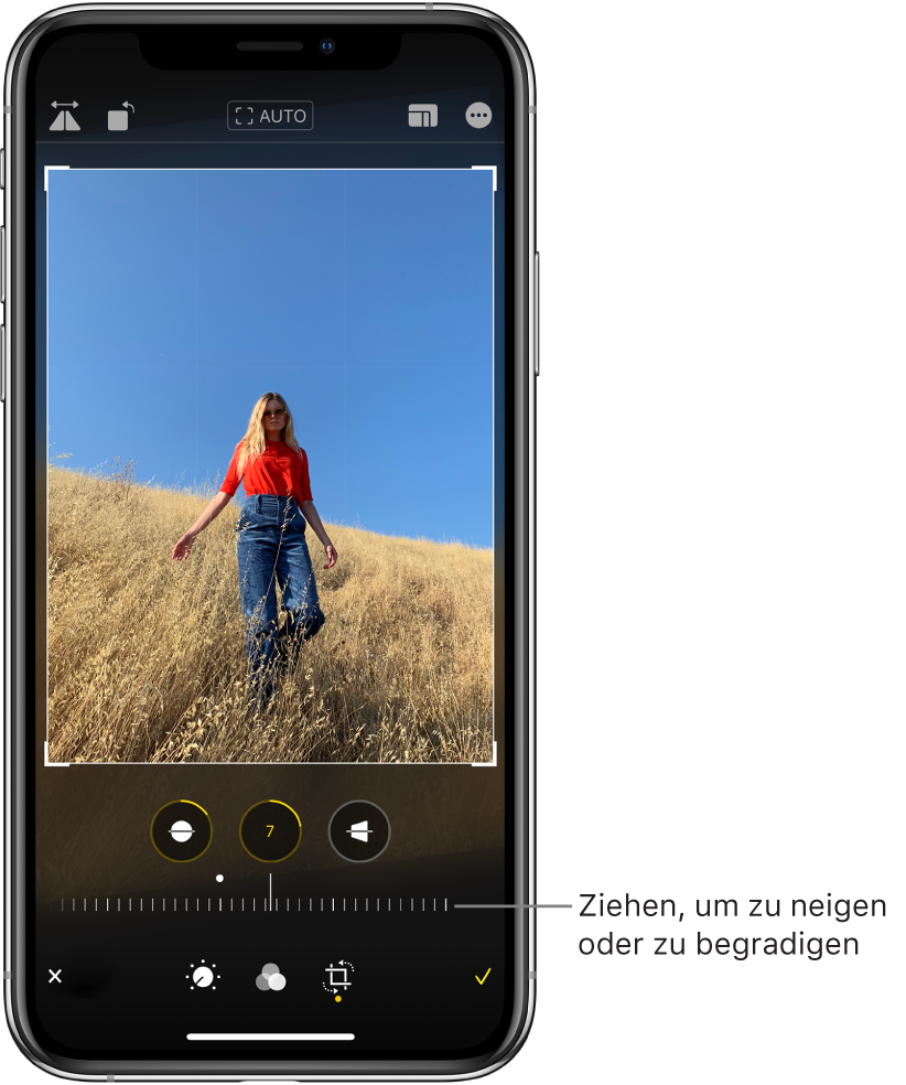 Der Bildschirm „Drehen“.
