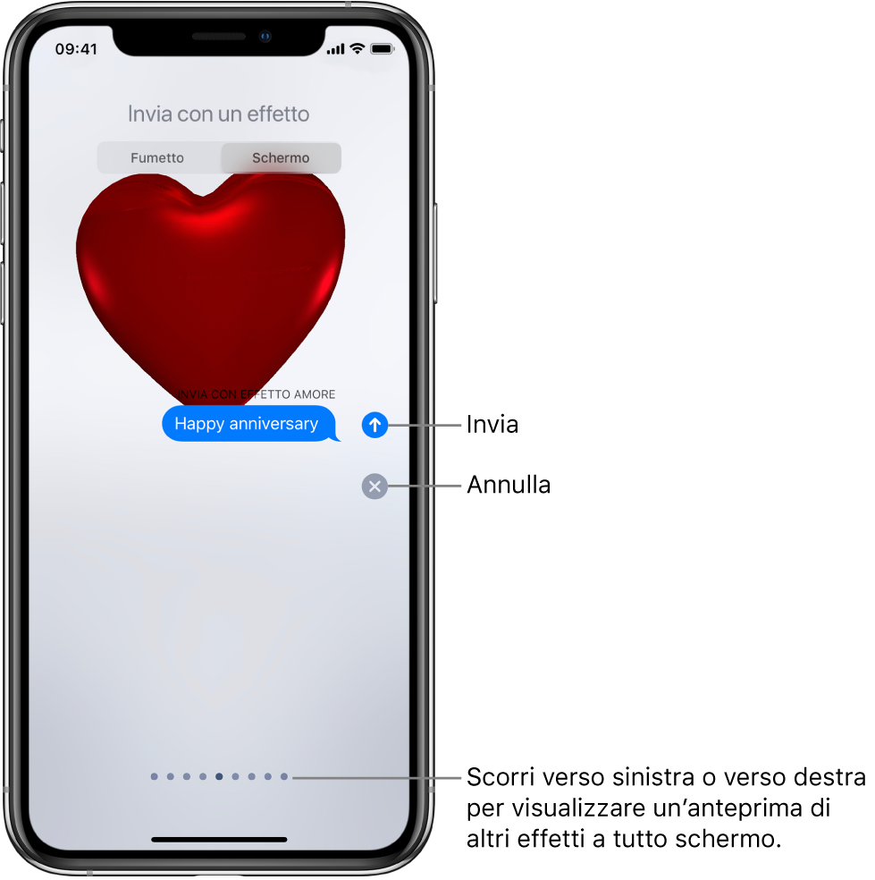 Anteprima di un effetto a tutto schermo con un cuore rosso.