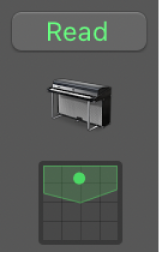 Abbildung. Steuerung „3D Object Panner“ im Channel-Strip.