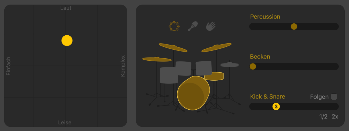 Abbildung. Die rechte Seite des Drummer-Editors