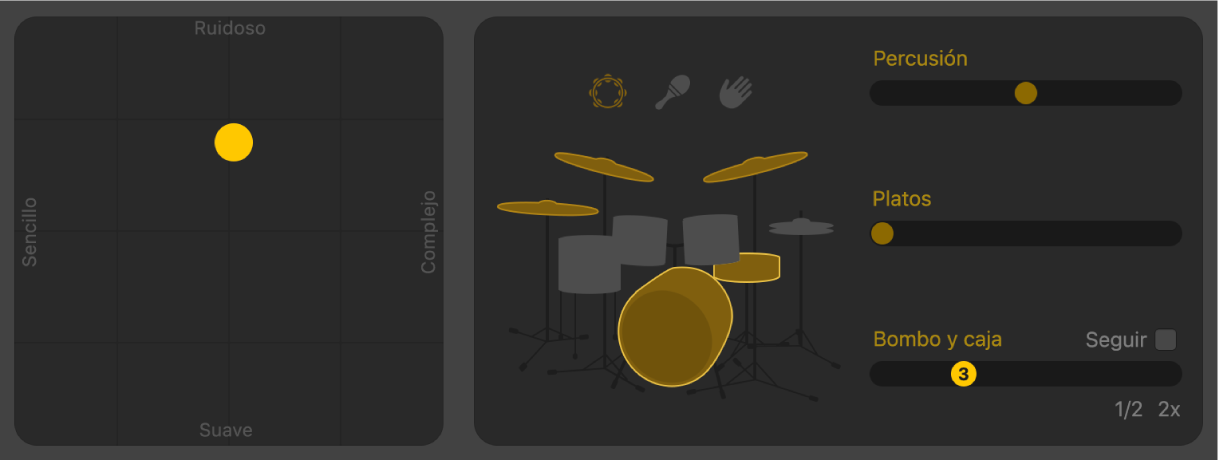 Ilustración. Lado derecho del editor Drummer.