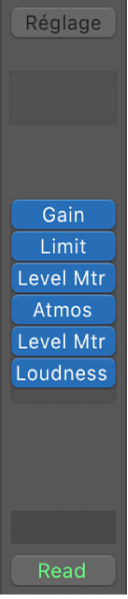 Figure. Modules de canal principal conseillés pour un mixage Dolby Atmos.