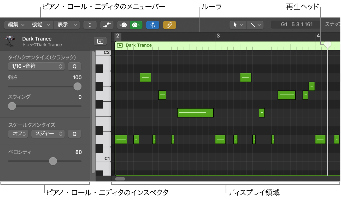 図。ピアノ・ロール・エディタ。