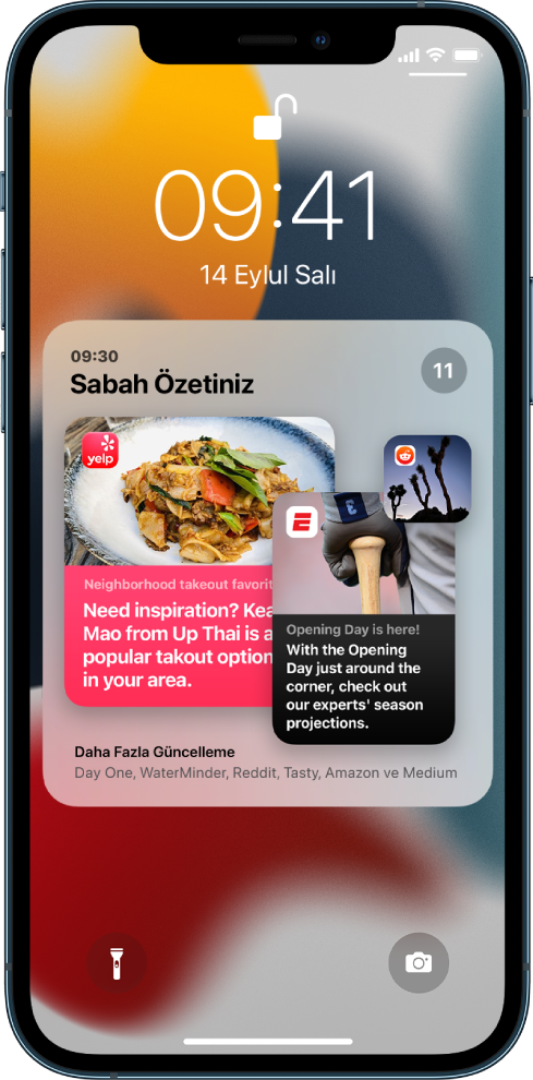 Bildirimler Ayarları’nda Zamanlanmış Özet açıkken gelen bir bildirim özeti; bu bildirimler özet için zamanlanan saate kadar Bildirim Merkezi’nde saklanır.