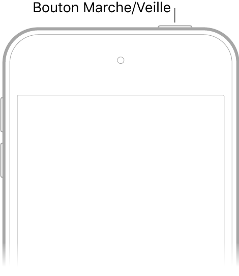 La face avant de l’iPod touch avec le bouton Marche/Veille.