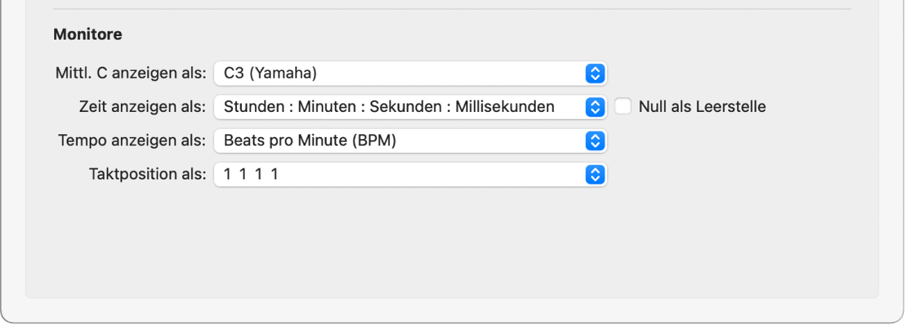 Abbildung. Abschnitt „Monitore“ im Bereich „Allgemein“ in den Darstellungseinstellungen