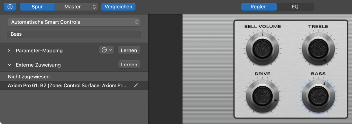 Abbildung. Informationsfenster „Smart Control“ mit Bereich „Externe Zuweisung“