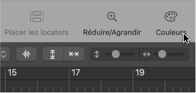 Figure. Bouton Couleurs dans la barre d’outils.
