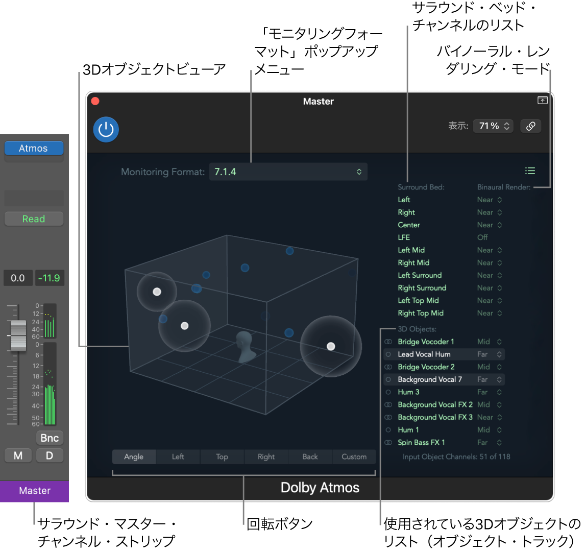 図。ドルビーアトモスプラグインウインドウ。