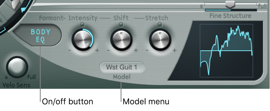 Figure. Body EQ On/Off and Model parameters.