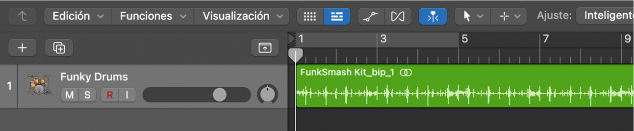 Ilustración. Área Pistas con una pista de audio seleccionada.