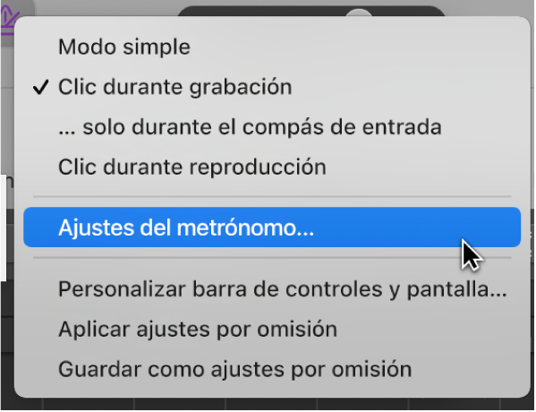 Ilustración. Menú Metrónomo.