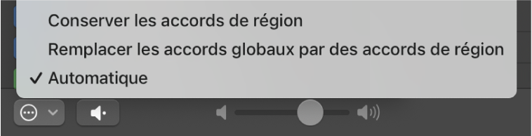 Figure. Menu local « Jouer dans la tonalité » dans le navigateur de boucles.