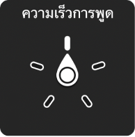 ตัวควบคุมตัวหมุนที่มีปุ่มหมุนชี้ไปที่การตั้งค่าความเร็วการอ่านออกเสียง