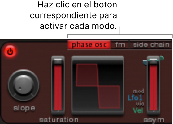 Ilustración. Botones de modo del oscilador 1.