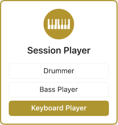 Figure. Bouton Session Player dans la zone de dialogue « Nouvelles pistes » avec l’option « Keyboard Player » sélectionnée.