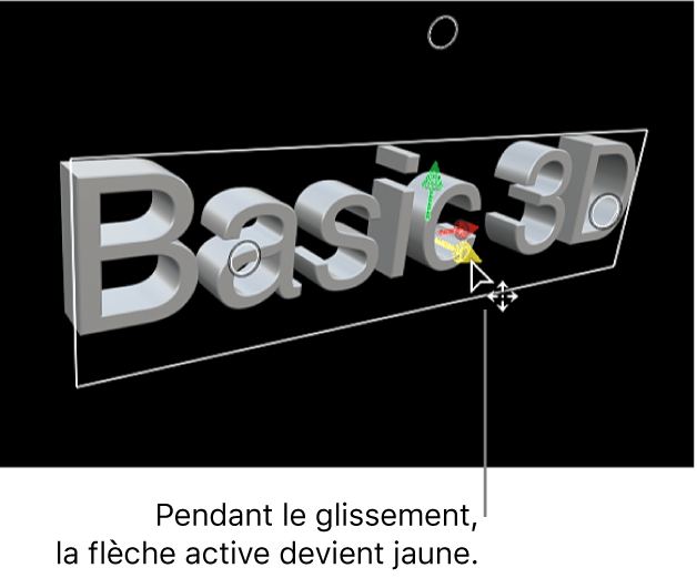 Titre 3D déplacé verticalement le long de son axe Y dans le visualiseur