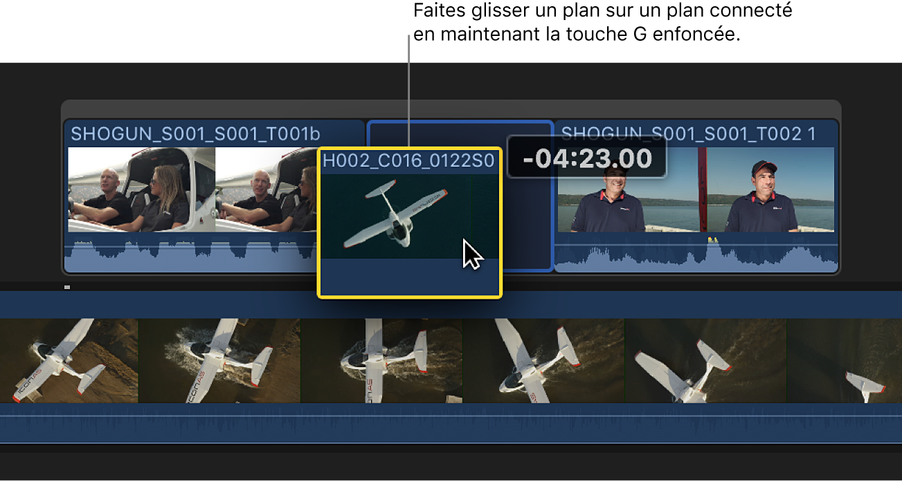 Plan glissé sur le plan connecté avec la touche G maintenue afin de créer un scénario