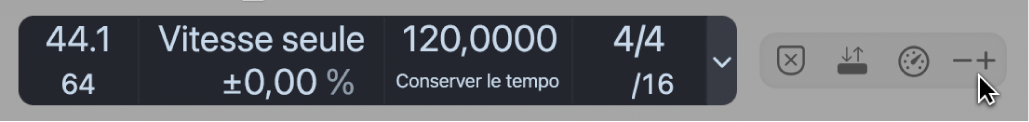 Figure. Bouton Varispeed dans la barre de transport