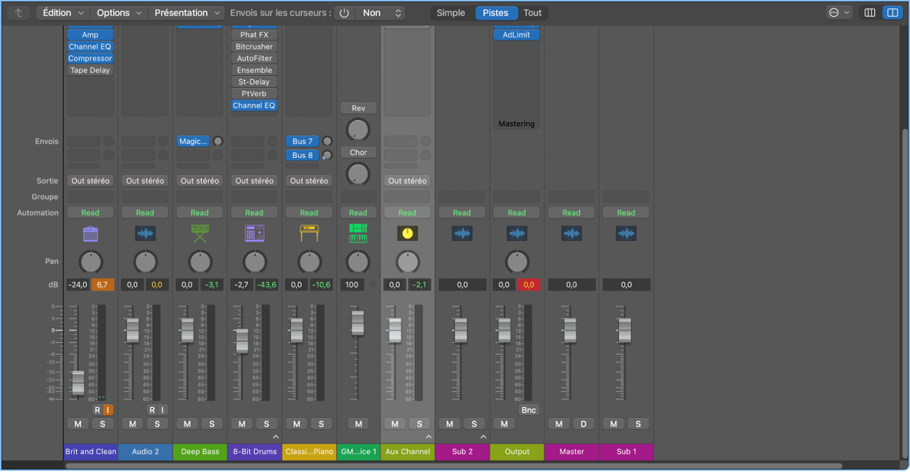 Figure. Ouverture de la table de mixage.