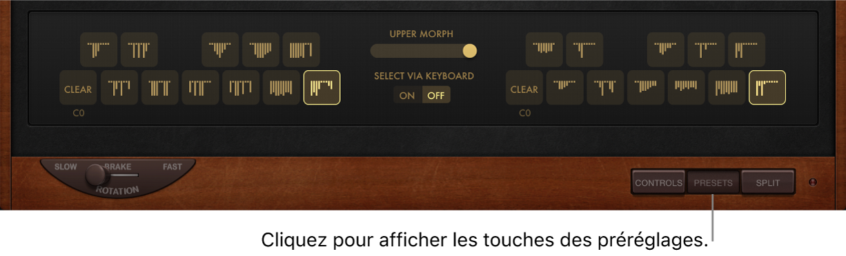 Figure. Touches de présélection du Vintage B3
