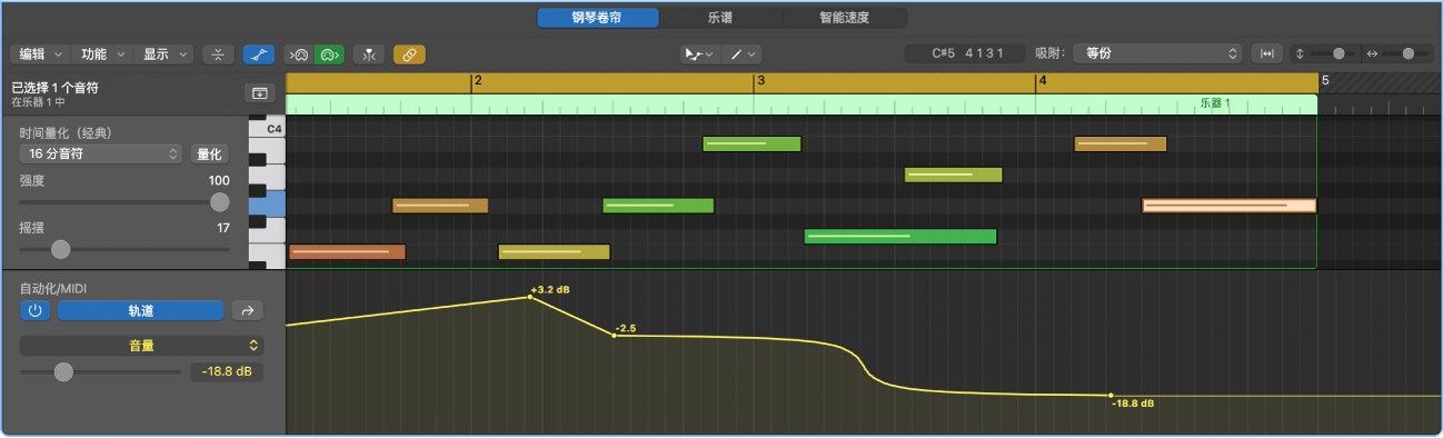 图。自动化/MIDI 区域,显示轨道自动化。