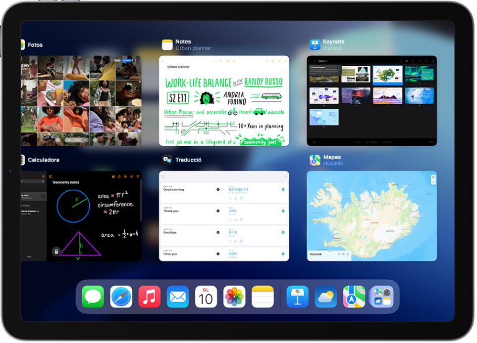 Selector d’apps que mostra diverses apps utilitzades fa poc.