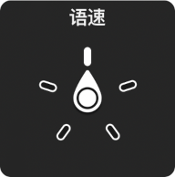带有标度盘的转子控制,指向“语速”设置。