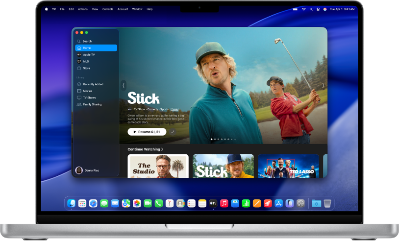 La fenêtre de lʼapp Apple TV affichant Apple TV.