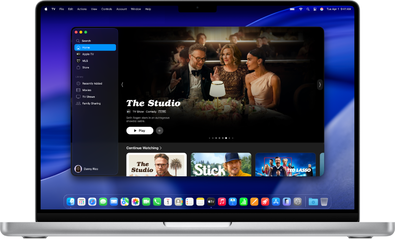 'Home' in het venster van de Apple TV-app.