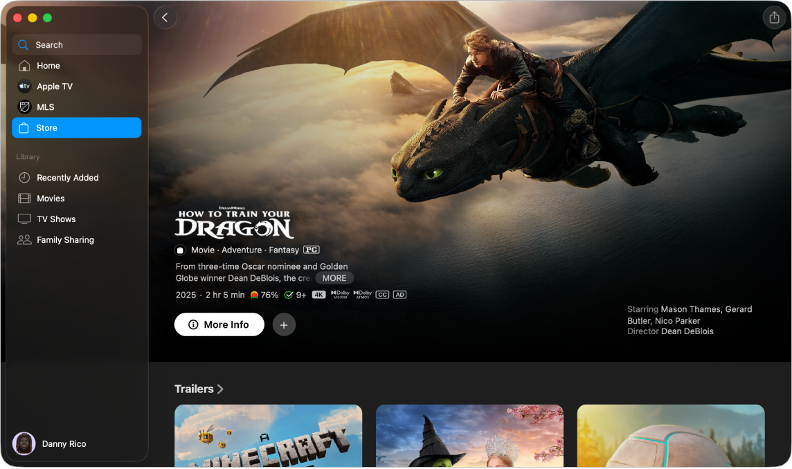 De Apple TV-app met de Apple TV Store geopend.