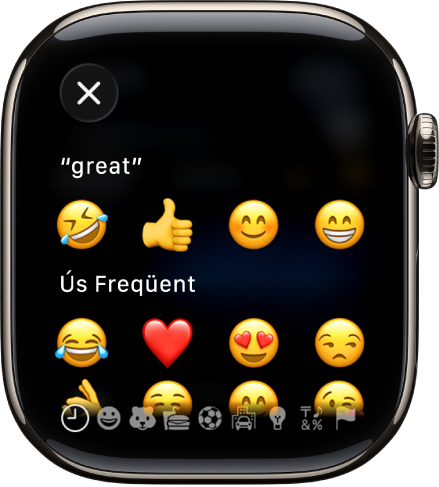 La pantalla del camp de text, en què es mostren emojis.