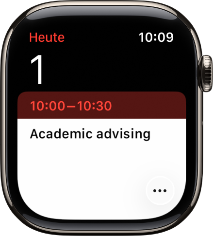 Die App „Kalender“ mit dem Datum, der Uhrzeit und dem Titel eines Ereignisses.