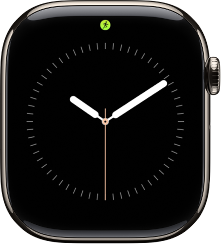 The Apple Watch face with a Live Activity dot at the top center.