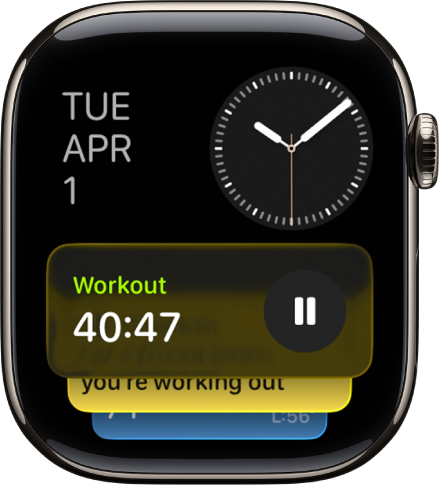 The Smart Stack on Apple Watch showing Live Activities and widgets.