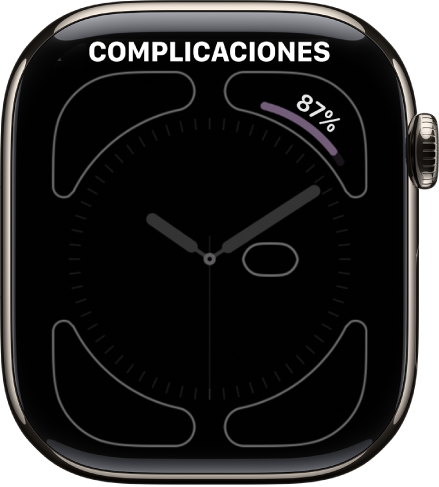 La pantalla para personalizar la carátula. El porcentaje de la batería está en la esquina superior derecha.