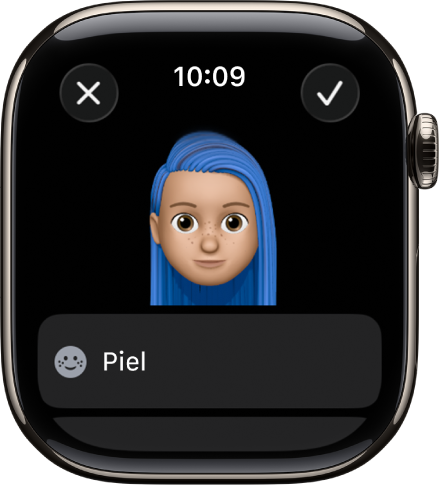 La app Memoji en el Apple Watch mostrando una cara.