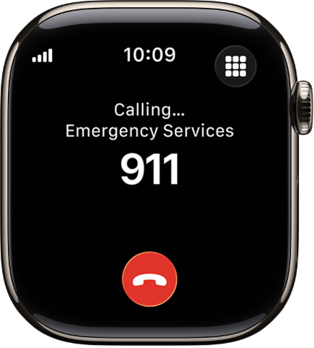 Una pantalla que muestra una llamada a los servicios de emergencia en curso.