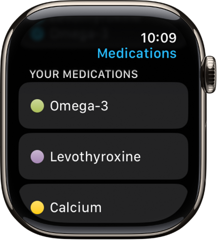 L’app Médicaments affichant une liste de tous les médicaments.