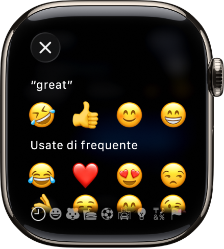 La schermata del campo di testo che mostra le emoji.