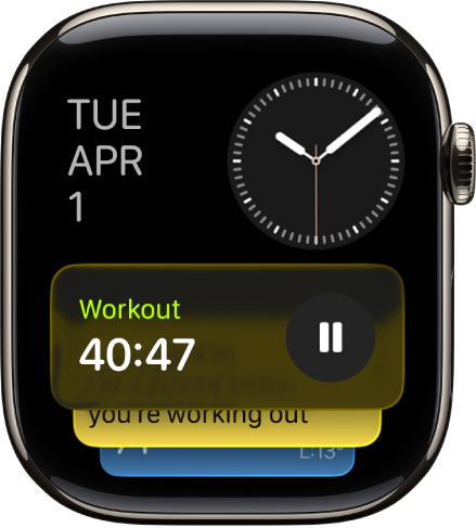 Smart Stack logā Apple Watch pulkstenī redzamas Live Activities un ekrānvadīklas.