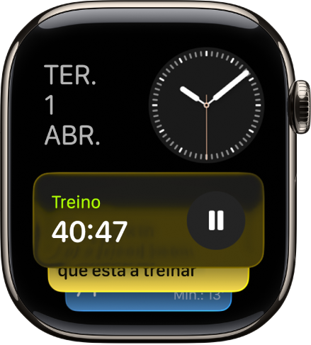 A pilha inteligente no Apple Watch com atividades em tempo real e widgets.