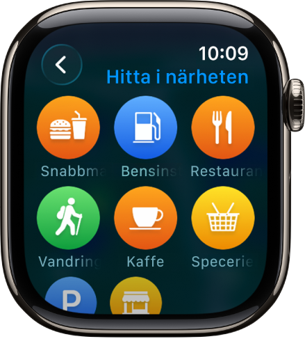 En skärm i Kartor visar platskategorier.